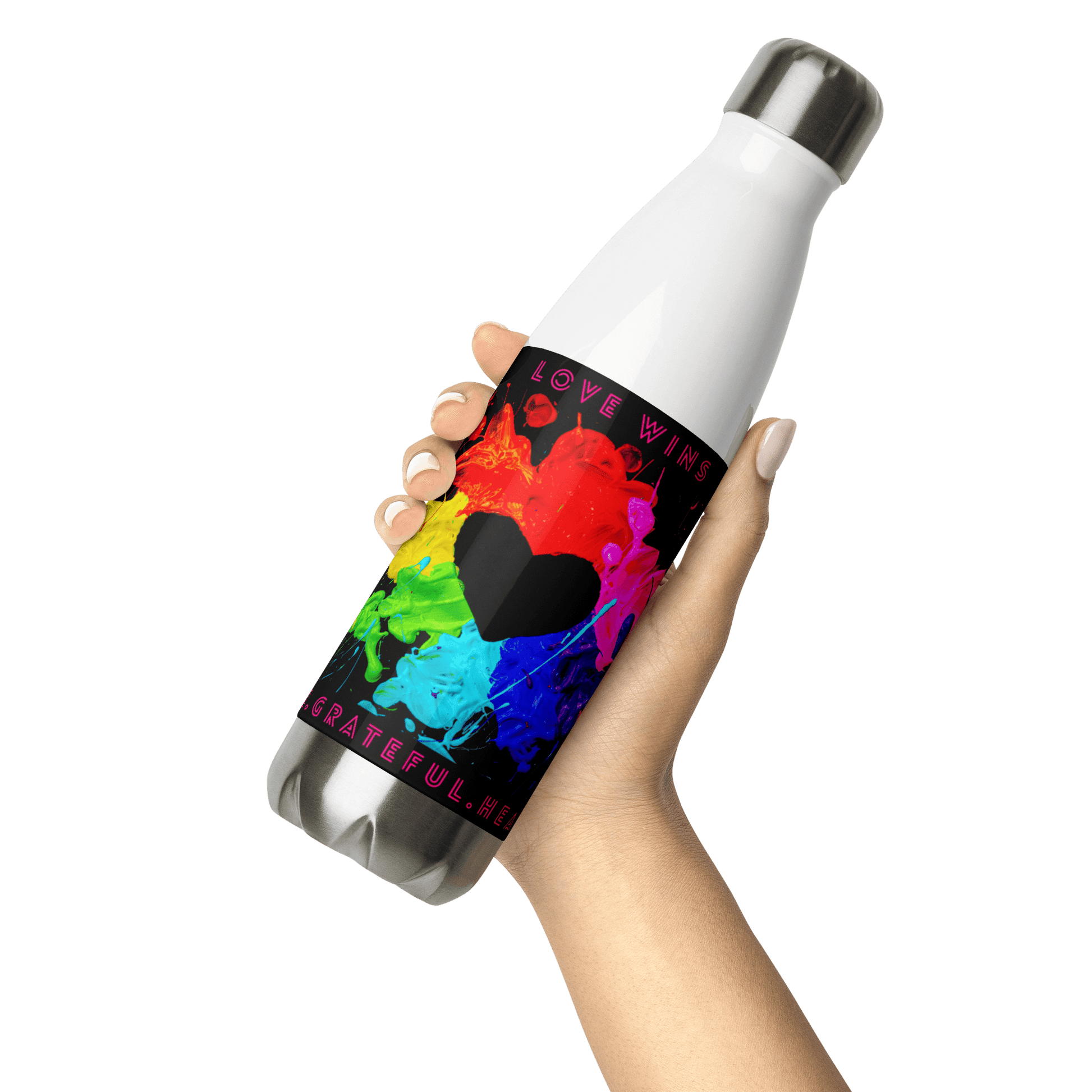 Heart Splash Stainless Steel Water Bottle - The Grateful Hearts