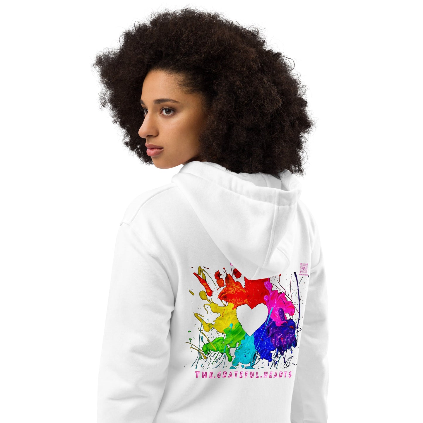 Love Wins - Heart Splash Premium Eco Hoodie (Available in Black & White) - The Grateful Hearts