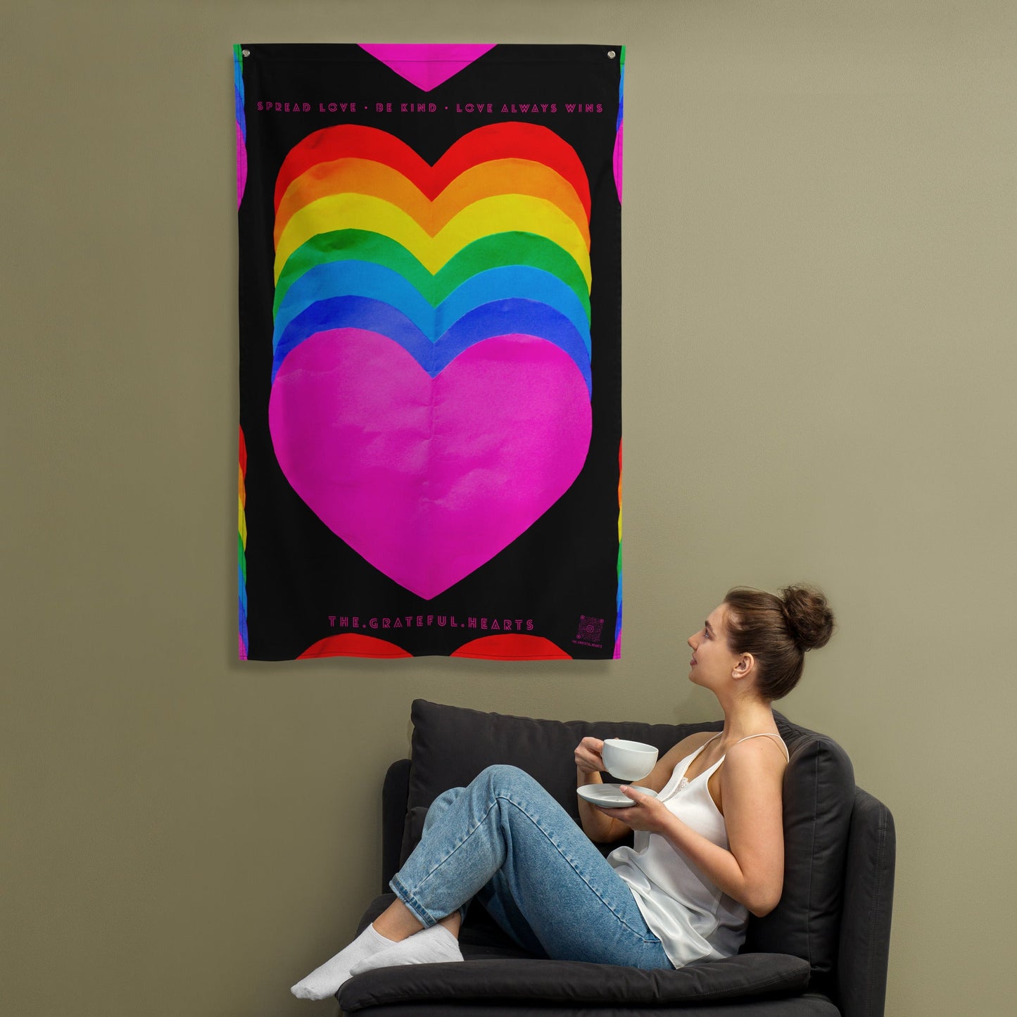 Rainbow Hearts Flag - The Grateful Hearts