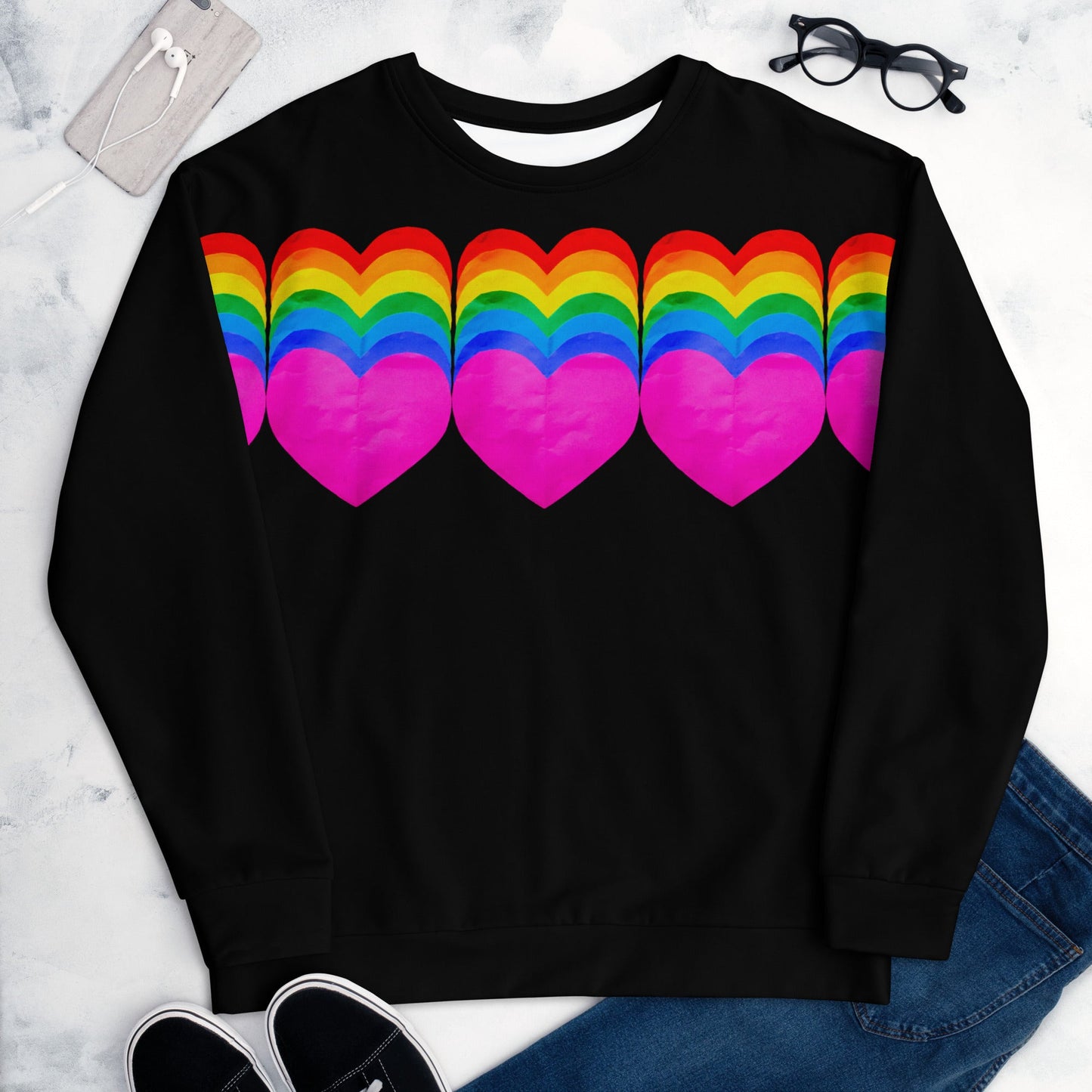 Rainbow Hearts ❤️ Unisex Fleece Sweatshirt - The Grateful Hearts